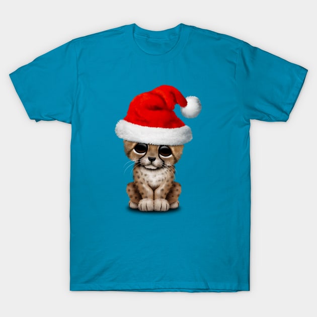 Cute Cheetah Cub Wearing a Santa Hat T-Shirt by jeffbartels